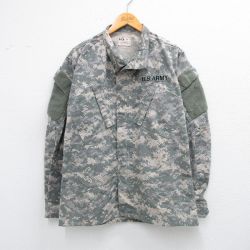 L★古着 長袖 ミリタリー ジャケット メンズ コンバット リップストップ USアーミー ARMY デジタルカモ USA製 グレー他 迷彩 25sep27 中古 アウター フライト