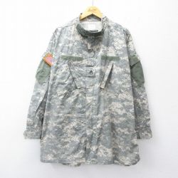 XL★古着 長袖 ミリタリー ジャケット メンズ 00年代 00s コンバット アーミー ARMY リップストップ デジタルカモ 大きいサイズ ロング丈 USA製 グレー他 迷彩 25oct01 中古 アウター フライト