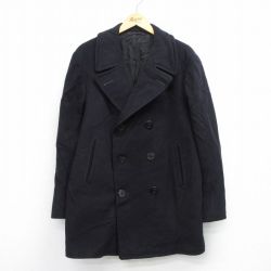 M★古着 長袖 ビンテージ ミリタリー ピーコート Pコート メンズ 60年代 60s USネイビー ロング丈 ウール USA製 濃紺 ネイビー 25oct03 中古 アウター