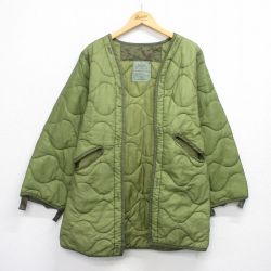 L★古着 長袖 ミリタリー ライナー ジャケット メンズ 80年代 80s ロング丈 USA製 緑系 グリーン 25oct03 中古 アウター フライト