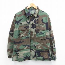 【20%OFF】XL★古着 長袖 ミリタリー ジャケット メンズ 80年代 80s コンバット ウッドランドカモ USアーミー ARMY USA製 濃緑 グリーン 迷彩 25oct04 中古 アウター フライト