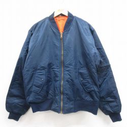 XL★古着 ロスコ 長袖 ミリタリー ジャケット メンズ MA-1 USAF 紺 ネイビー 25oct04 中古 アウター フライト