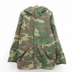 【20%OFF】L★古着 長袖 ミリタリー ナイロン ゴアテックス ジャケット パーカー メンズ 90年代 90s ECWCS ウッドランドカモ ラグラン USA製 緑 グリーン 迷彩 25oct04 中古 アウター フライト