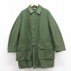 XL★古着 長袖 ミリタリー コート メンズ M59 スウェーデン軍 大きいサイズ ロング丈 緑 グリーン 内側ボア 【spe】 25oct04 中古 アウター