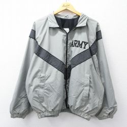 XL★古着 長袖 ミリタリー ナイロン ジャケット メンズ 00年代 00s アーミー リフレクター 大きいサイズ USA製 グレー系他 内側メッシュ 25oct14 中古 アウター フライト