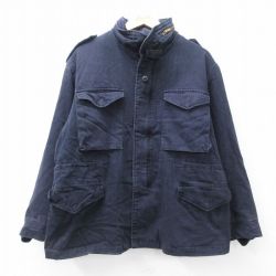 XL★古着 長袖 ミリタリー フィールド ジャケット メンズ M-65 濃紺 ネイビー 25oct16 中古 アウター フライト