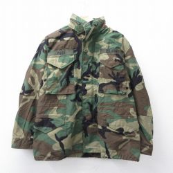 L★古着 長袖 ミリタリー フィールド ジャケット メンズ 90年代 90s M-65 USアーミー ウッドランドカモ USA製 緑他 グリーン 迷彩 25oct16 中古 アウター フライト