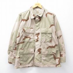 L★古着 長袖 ミリタリー ジャケット メンズ 90年代 90s コンバット デザートカモ リップストップ USA製 ベージュ他 カーキ 迷彩 25oct16 中古 アウター フライト