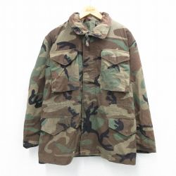 M★古着 長袖 ミリタリー フィールド ジャケット メンズ 80年代 80s ウッドランドカモ M-65 USA製 濃緑他 グリーン 迷彩 25oct22 中古 アウター フライト