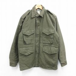 L★古着 長袖 ミリタリー フィールド ジャケット メンズ 80年代 80s M-65 濃緑 グリーン 内側キルティング 25oct22 中古 アウター フライト