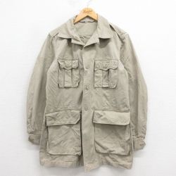 L★古着 長袖 ビンテージ ミリタリー ジャケット メンズ 60年代 60s 開襟 オープンカラー ベージュ カーキ 【spe】 25oct25 中古 アウター フライト