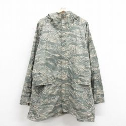 L★古着 長袖 ミリタリー ジャケット パーカー レインスーツ メンズ 00年代 00s ロング丈 デジタルタイガーカモ ラグラン USA製 グレー 迷彩 25oct29 中古 アウター フライト