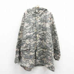 XL★古着 長袖 ミリタリー ジャケット パーカー レインスーツ メンズ 00年代 00s 大きいサイズ ロング丈 デジタルカモ ラグラン USA製 グレー 迷彩 25oct29 中古 アウター フライト