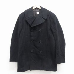 M★古着 長袖 ミリタリー ピーコート メンズ 80年代 80s ウール USA製 黒 25nov12