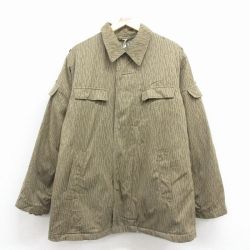 L★古着 長袖 ミリタリー ジャケット メンズ ドイツ軍 レインドロップカモ 緑 内側キルティング 25dec24