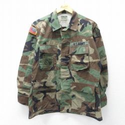 L★古着 長袖 ミリタリー ジャケット メンズ 90年代 90s USアーミー コンバット ウッドランドカモ USA製 緑他 迷彩【spe】 26jan10