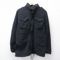 M★古着 長袖 ミリタリー フィールド ジャケット メンズ M-65 コットン 黒 26jan10