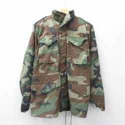 M★古着 長袖 ミリタリー フィールド ジャケット メンズ M-65 ウッドランドカモ 緑他 迷彩 26jan10