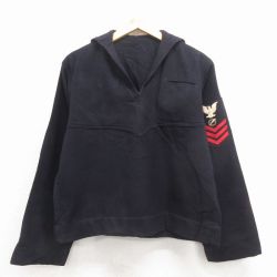 M★古着 長袖 ビンテージ ミリタリー セーラー ジャケット メンズ 60年代 60s ウール USA製 黒 26jan16