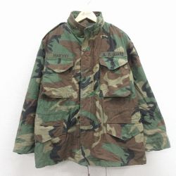 L★古着 長袖 ミリタリー フィールド ジャケット メンズ 80年代 80s M-65 ウッドランドカモ USA製 緑 迷彩【spe】 26jan17