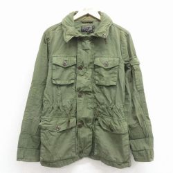 M★古着 ジェイクルー 長袖 ミリタリー ジャケット メンズ コットン 緑 26jan17
