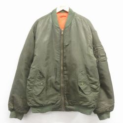 L★古着 長袖 ミリタリー ナイロン ジャケット メンズ MA-1 緑 26jan17