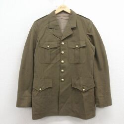 M★古着 長袖 ミリタリー ジャケット 将校服 メンズ 80年代 80s 緑 26mar09