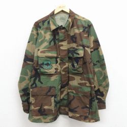 XL★古着 長袖 ミリタリー ジャケット メンズ 00年代 00s コンバット リップストップ ウッドランドカモ USA製 緑 迷彩 26mar13