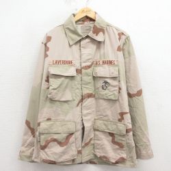 XL★古着 長袖 ミリタリー ジャケット メンズ 90年代 90s コンバット USマリーンズ デザートカモ USA製 ベージュ他 迷彩 26mar13