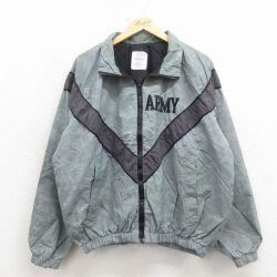 L★古着 長袖 ミリタリー ナイロン ジャケット メンズ 00年代 00s アーミー ARMY リフレクター ラグラン USA製 グレー 内側メッシュ【spe】 26mar16