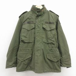 M★古着 長袖 ミリタリー フィールド ジャケット メンズ 80年代 80s M-65 USアーミー USA製 緑 26apr02
