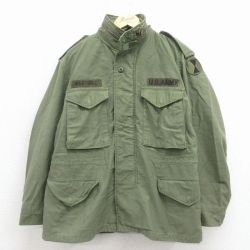 L★古着 長袖 ミリタリー フィールド ジャケット メンズ 80年代 80s M-65 USアーミー USA製 緑 26apr02