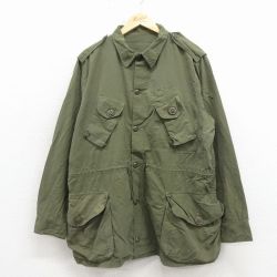 XL★古着 長袖 ビンテージ ミリタリー ジャケット メンズ 70年代 70s MK2 コンバット 大きいサイズ ロング丈 緑 26apr11