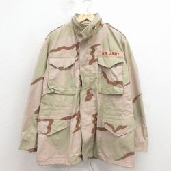 L★古着 長袖 ミリタリー フィールド ジャケット メンズ 90年代 90s M-65 USアーミー デザートカモ USA製 ベージュ 迷彩 26apr13