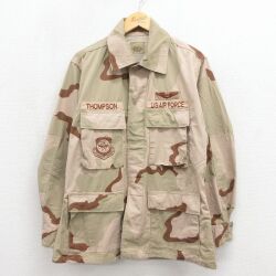 L★古着 長袖 ミリタリー ジャケット メンズ 90年代 90s USエアフォース コンバット リップストップ デザートカモ USA製 ベージュ 迷彩【spe】 26may23