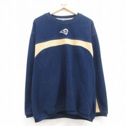 【50%OFF】XL★古着 リーボック REEBOK 長袖 フリース ジャケット 00年代 00s NFL ロサンゼルスラムズ クルーネック 紺 ネイビー アメフト スーパーボウル 24jan17 中古 メンズ アウター