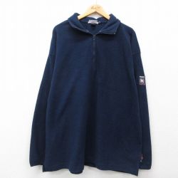 XL★古着 ノーティカ NAUTICA 長袖 ハーフジップ ブランド フリース ジャケット メンズ 90年代 90s ワンポイントロゴ コンペティション リフレクター 大きいサイズ ロング丈 USA製 紺 ネイビー 24oct03 中古 アウター