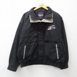 XL★古着 キングルイ 長袖 ジャケット メンズ 90年代 90s ブリジストン トラック 大きいサイズ 黒 ブラック 内側キルティング 24nov07 中古 アウター