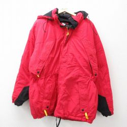 XL★古着 マルボロ 長袖 ナイロン ダウン ジャケット メンズ 90年代 90s 赤他 レッド 内側キルティング 【spe】 24nov07 中古 アウター