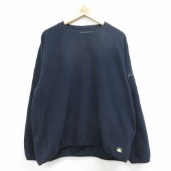 L★古着 エディーバウアー 長袖 フリース トップス メンズ 00年代 00s ワンポイントロゴ 紺 ネイビー 【spe】 24nov08 中古 アウター