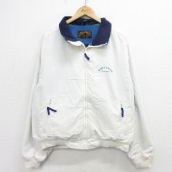 XL★古着 エディーバウアー 長袖 ナイロン ジャケット メンズ 90年代 90s ワンポイントロゴ USA製 白他 ホワイト 内側フリース 24nov08 中古 アウター