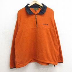 L★古着 ティンバーランド 長袖 ハーフジップ フリース ジャケット メンズ 00年代 00s ワンポイントロゴ オレンジ 24nov15 中古 アウター