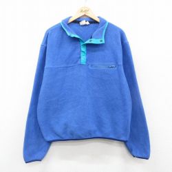 XL★古着 EMS 長袖 フリース ジャケット メンズ 90年代 90s スナップT USA製 薄紺 ネイビー 【spe】 24nov18 中古 アウター