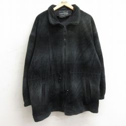 XL★古着 長袖 フリース ジャケット メンズ 90年代 90s 大きいサイズ ロング丈 黒 ブラック 24nov20 中古 アウター