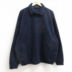 XL★古着 ノーティカ NAUTICA 長袖 ブランド フリース ジャケット メンズ ワンポイントロゴ USA製 紺 ネイビー 24nov21 中古 アウター