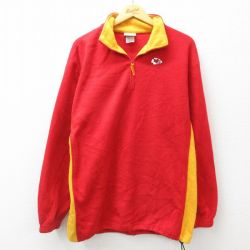 【50%OFF】M★古着 長袖 ハーフジップ フリース ジャケット メンズ 00年代 00s NFL カンザスシティチーフス 赤他 レッド アメフト スーパーボウル 24nov21 中古 アウター