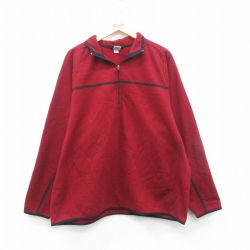 XL★古着 オールドネイビー OLD NAVY 長袖 ハーフジップ フリース ジャケット メンズ 赤 レッド 24nov27 中古 アウター