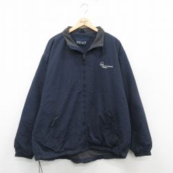 【50%OFF】XL★古着 長袖 ナイロン ジャケット メンズ 00年代 00s EMJ 大きいサイズ 紺 ネイビー 内側フリース 24nov30 中古 アウター