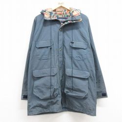 【50%OFF】L★古着 ランズエンド 長袖 ジャケット マウンテン パーカー メンズ 90年代 90s ロクヨンクロス ロング丈 ラグラン USA製 紺 ネイビー 内側ウール 【spe】 24dec06 中古 アウター