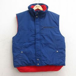 M★古着 ナイロン ベスト メンズ 90年代 90s 紺 ネイビー 内側フリース 24dec06 中古 アウター